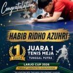 Siswa MAN 1 Gunungkidul Juara I Tenis Meja Tunggal Putra Larjo Cup 2026
